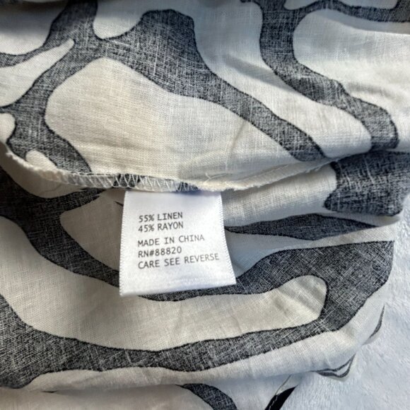 Rachel Zoe Womens White Black Printed Linen Blend Button Down Shirt Plus Size 3X - Picture 4 of 8